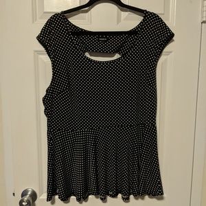 Torrid Polka Dot Keyhole Peplum Top